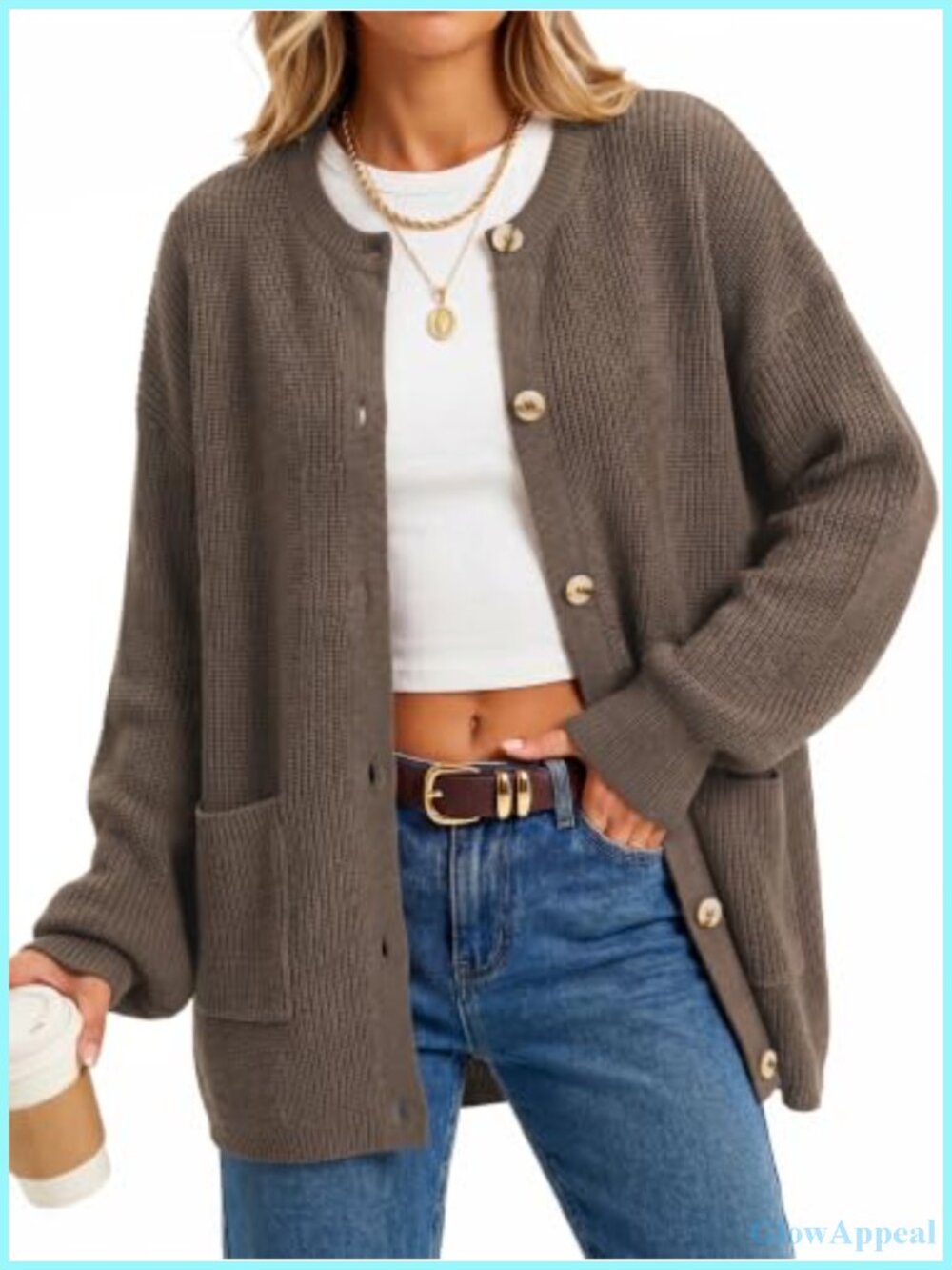 Women's Oversized Wool Blend Cardigan Button Front